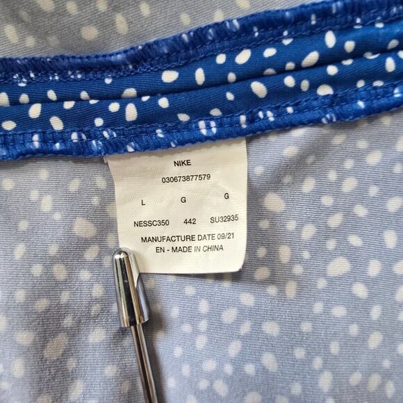 Nike Swim Sz L Water Dots Hydroguard Blue NESSC350 UPF 40+ Rashguard L Sleeve - Picture 12 of 12